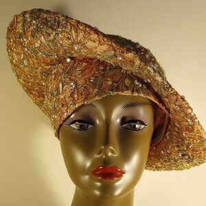 JACK MCCONNELL FORMAL SEQUIN PEACH MULTI-COLOR CHURCH EVENING EASTER HAT